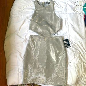 Silver mini dress with cutouts